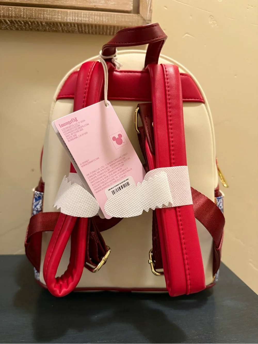 Loungefly Belle Stained Glass Mini Backpack in Red, Yellow and Cream